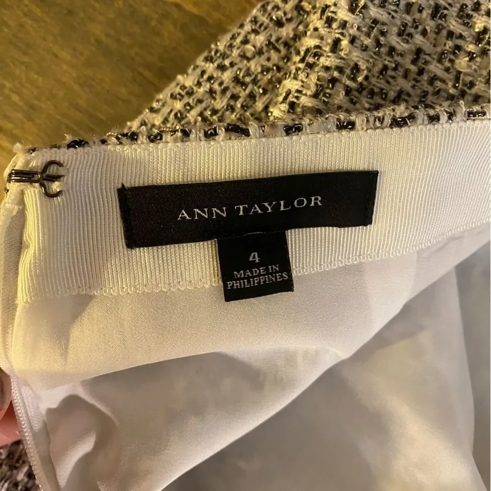 Ann Taylor Black and White Tweed Mini Skirt